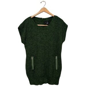 New direction short sleeve acrylic dark green sweater XL